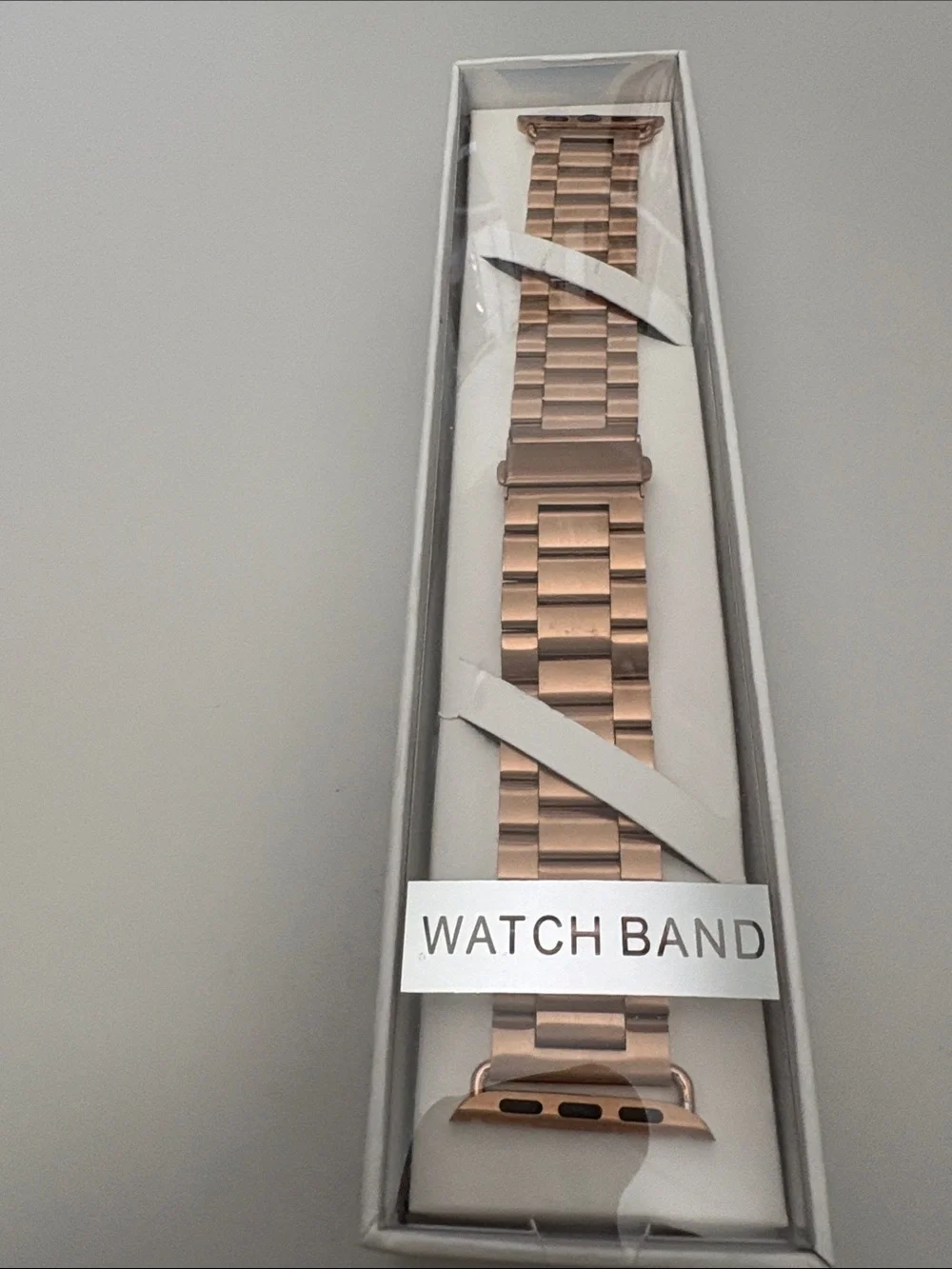 Men's Rose Gold Metal Link Watch Band for Smartwatches Apple Compatible for 41mm